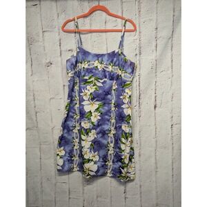 Vtg Lava Hut‎ Hawaiian Hibiscus Aloha Babydoll Dress Luau Size XL Purple MuuMuu